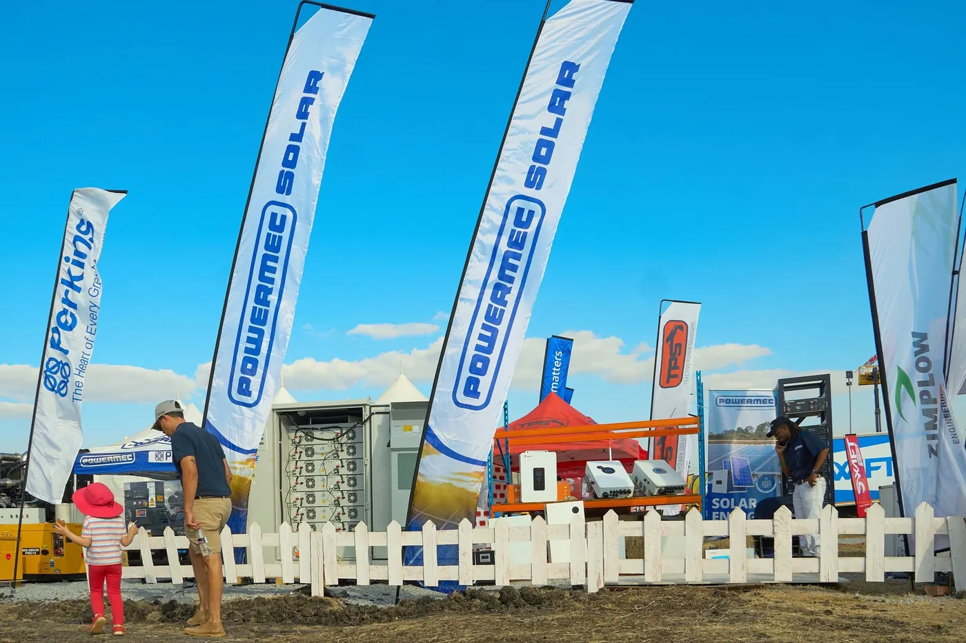 Powermec Solar flags and display at an outdoor expo